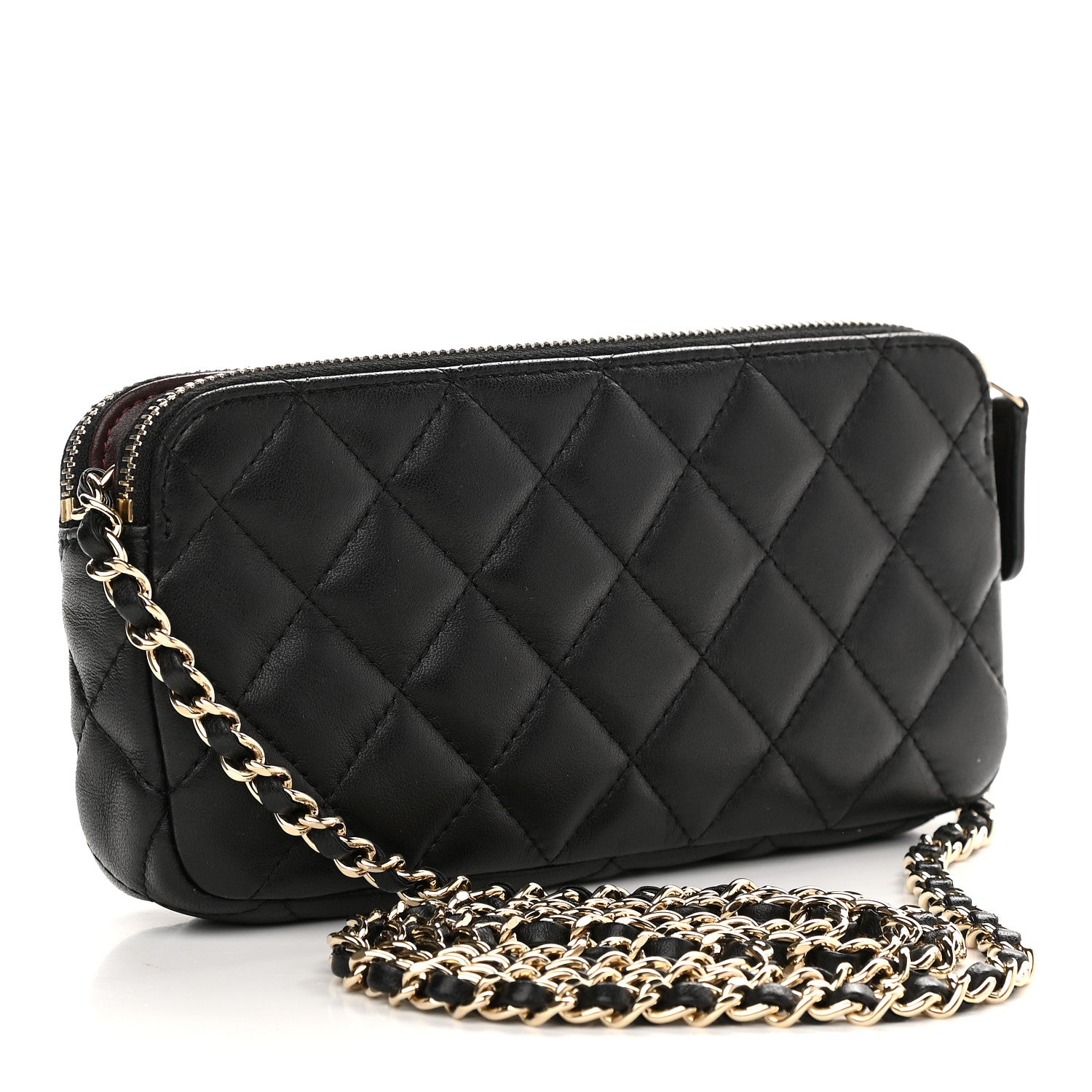 Chanel Lambskin Quilted Small Clutch With Chain Black 3 of 10
