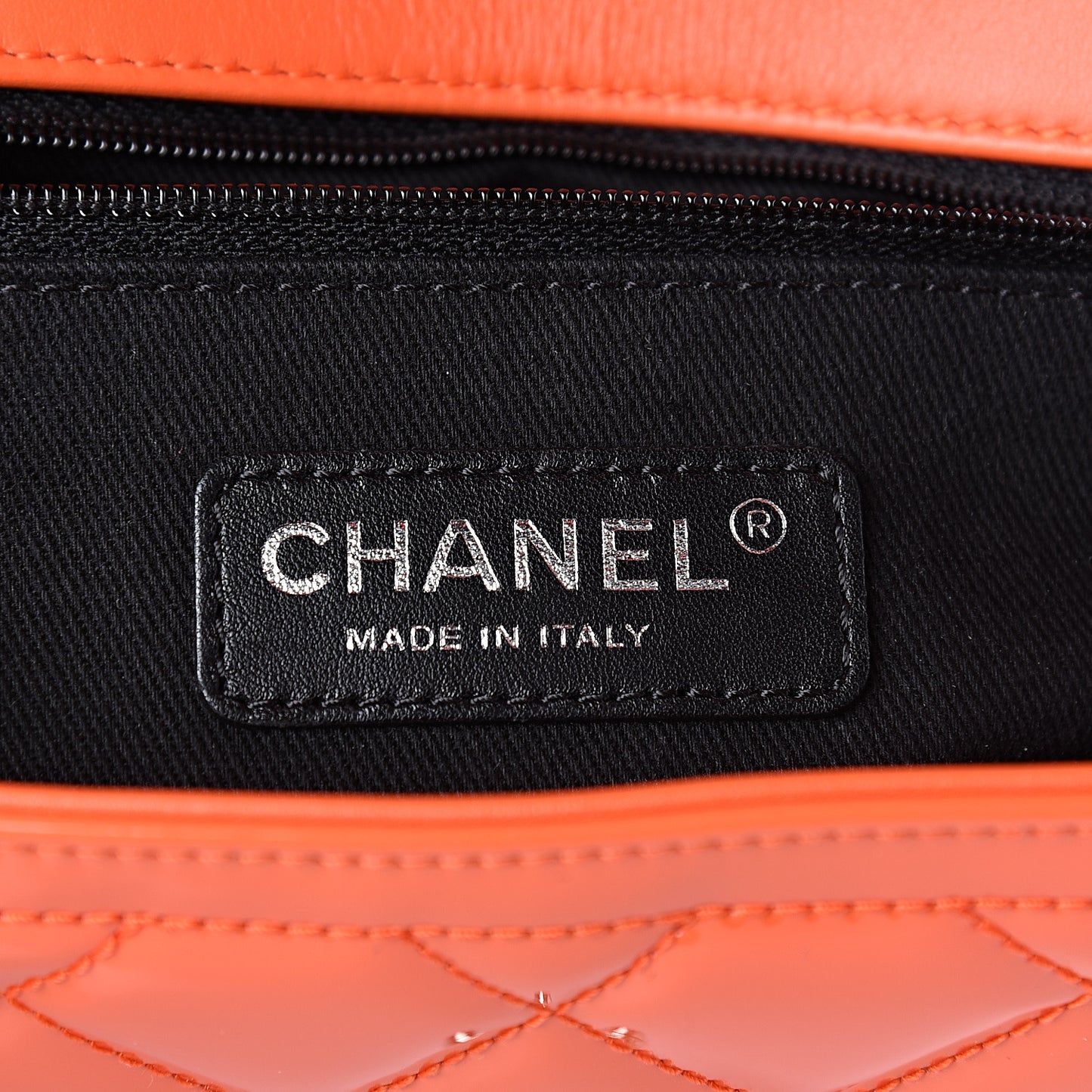Patent Quilted Large Coco Shine Flap Orange