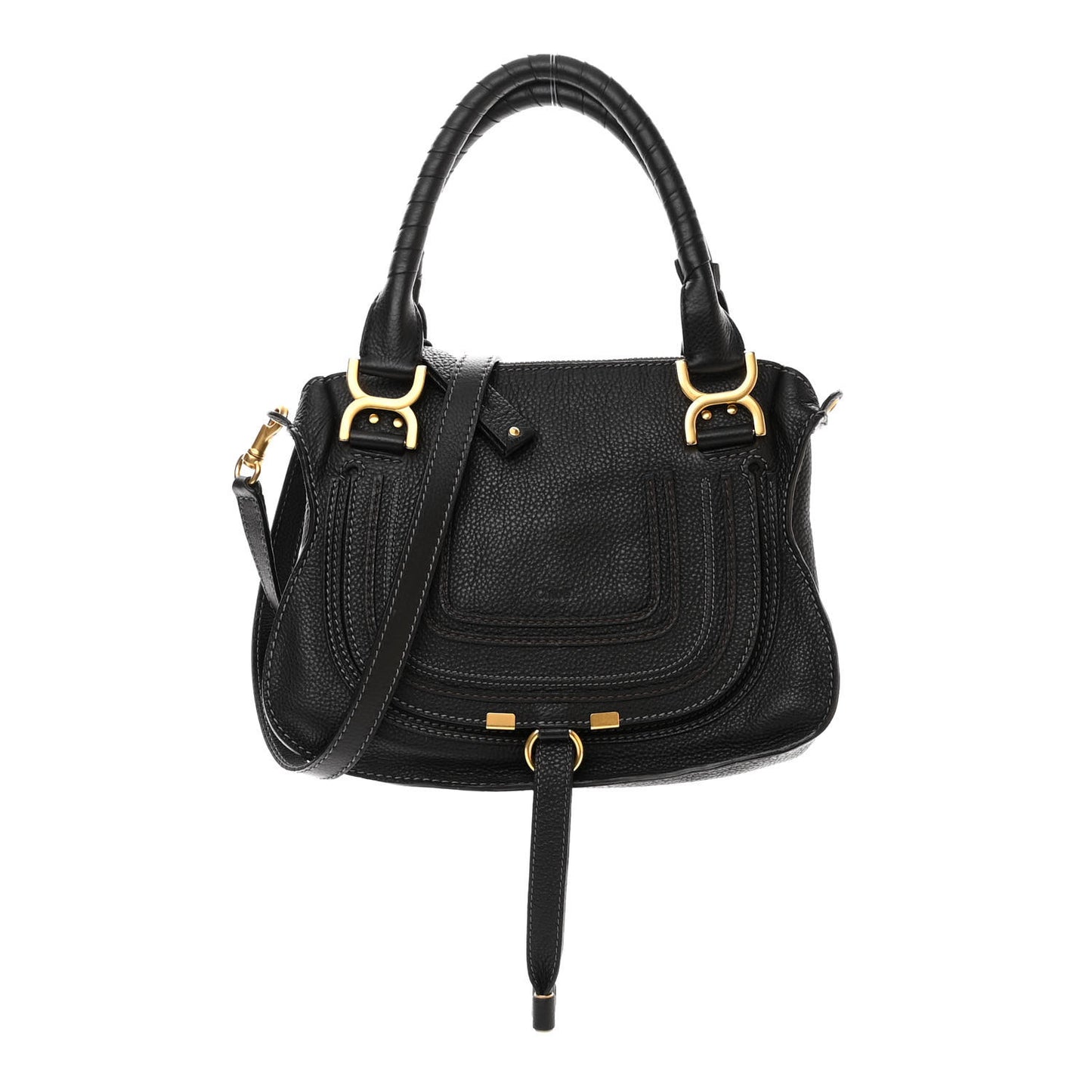 Calfskin Small Marcie Satchel Black