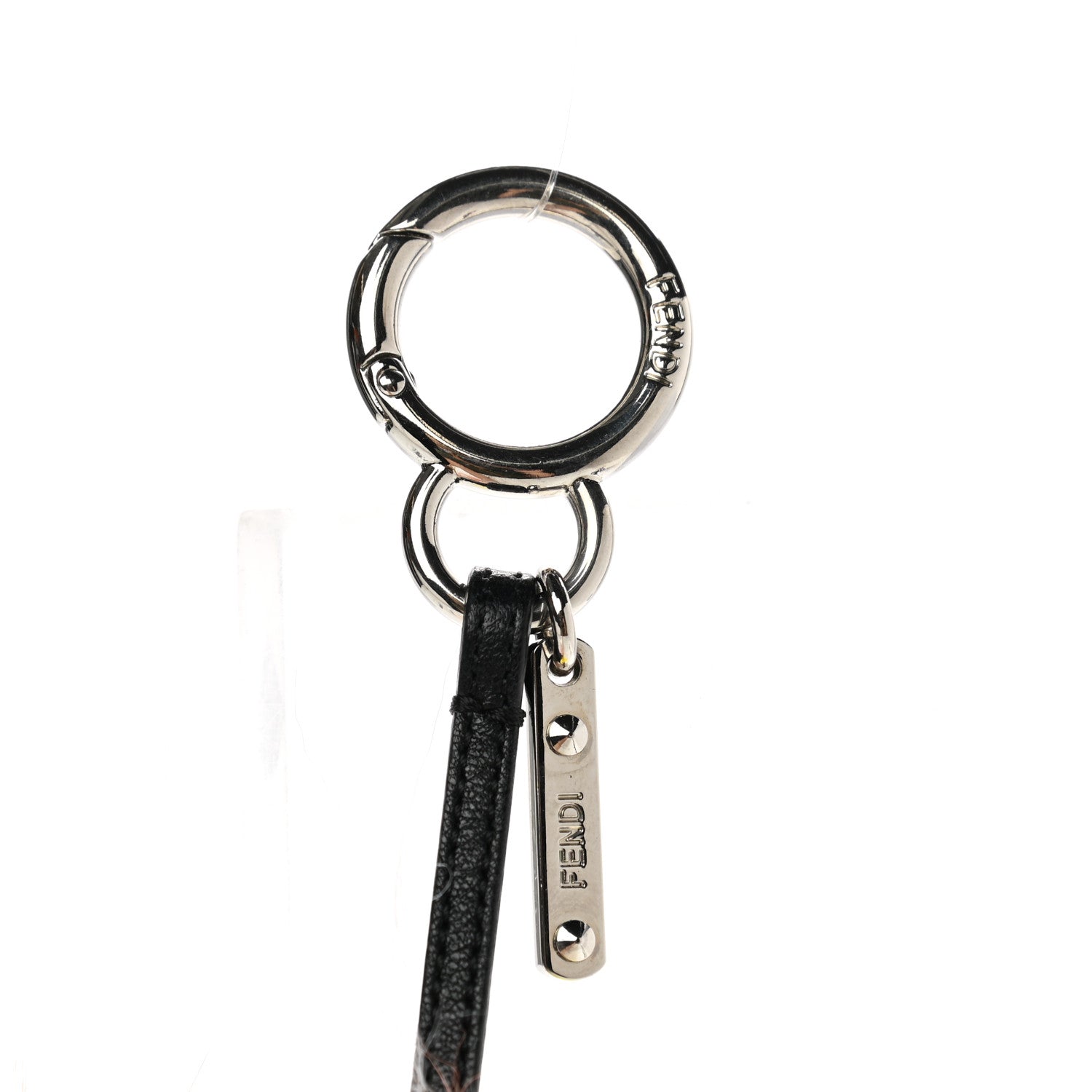 Fendi Fox Mink Goat Fur Mini Karlito Bag Charm White Black Flamingo 3 of 3
