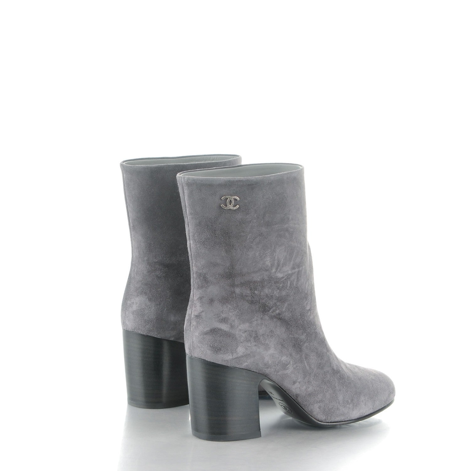 Chanel Suede Calfskin Short Boots 39 Grey 4 of 8