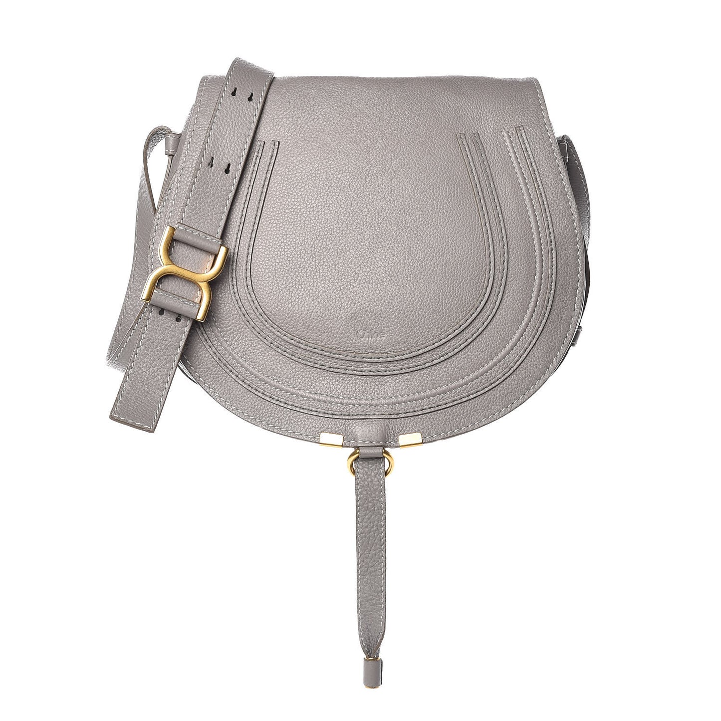 Calfskin Medium Marcie Round Crossbody Bag Cashmere Grey