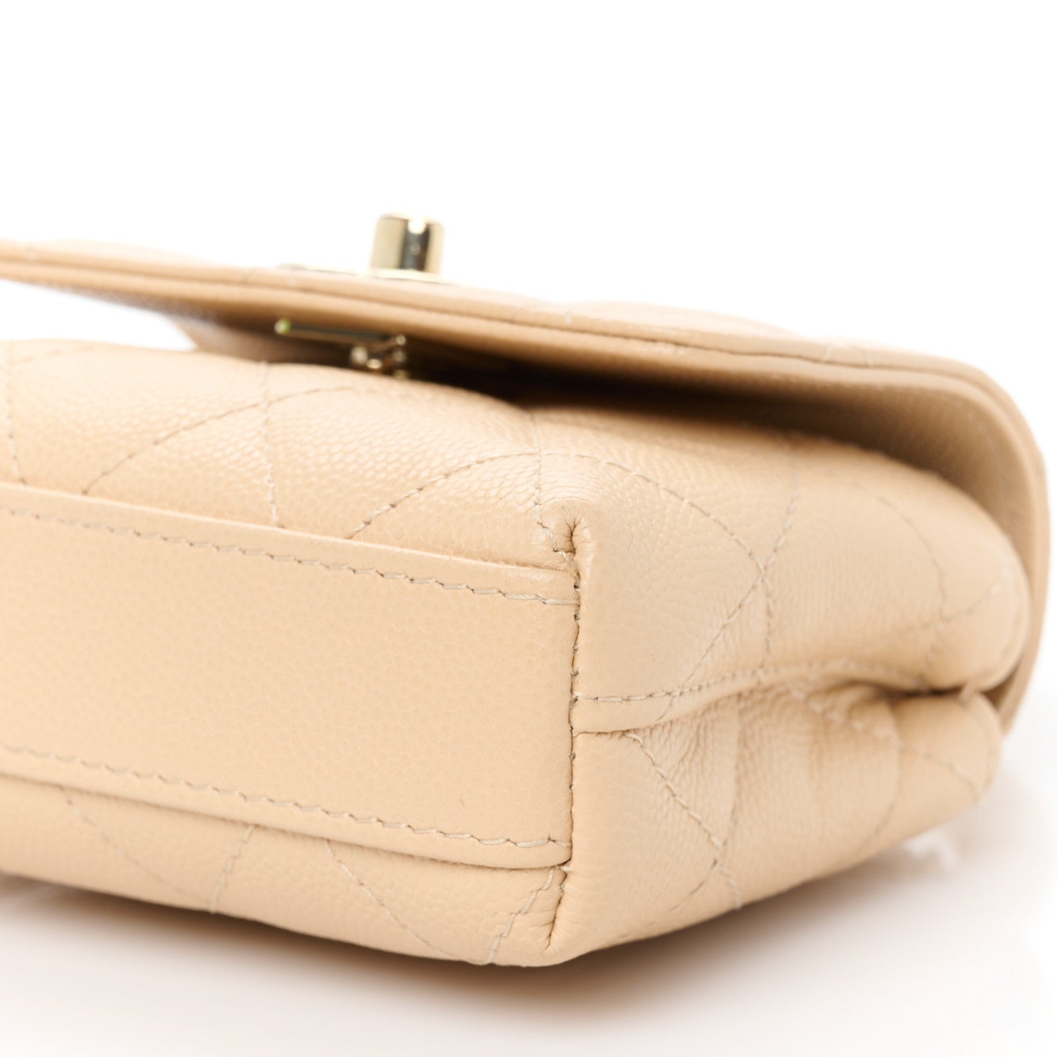 Chanel Caviar Quilted Nano Coco Handle Clutch With Chain Beige 11 of 11