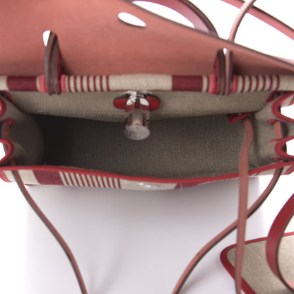 Hermes Vache Hunter Toile H Vibration Herbag Zip 31 PM Bordeaux Ficelle Rouge Piment 5 of 9