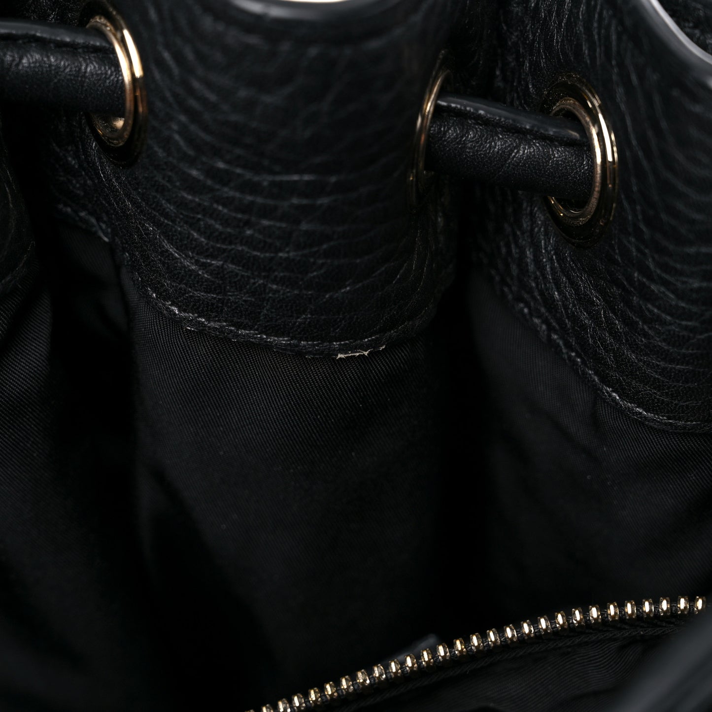 Pebbled Lambskin Diego Bucket Black Gold Hardware