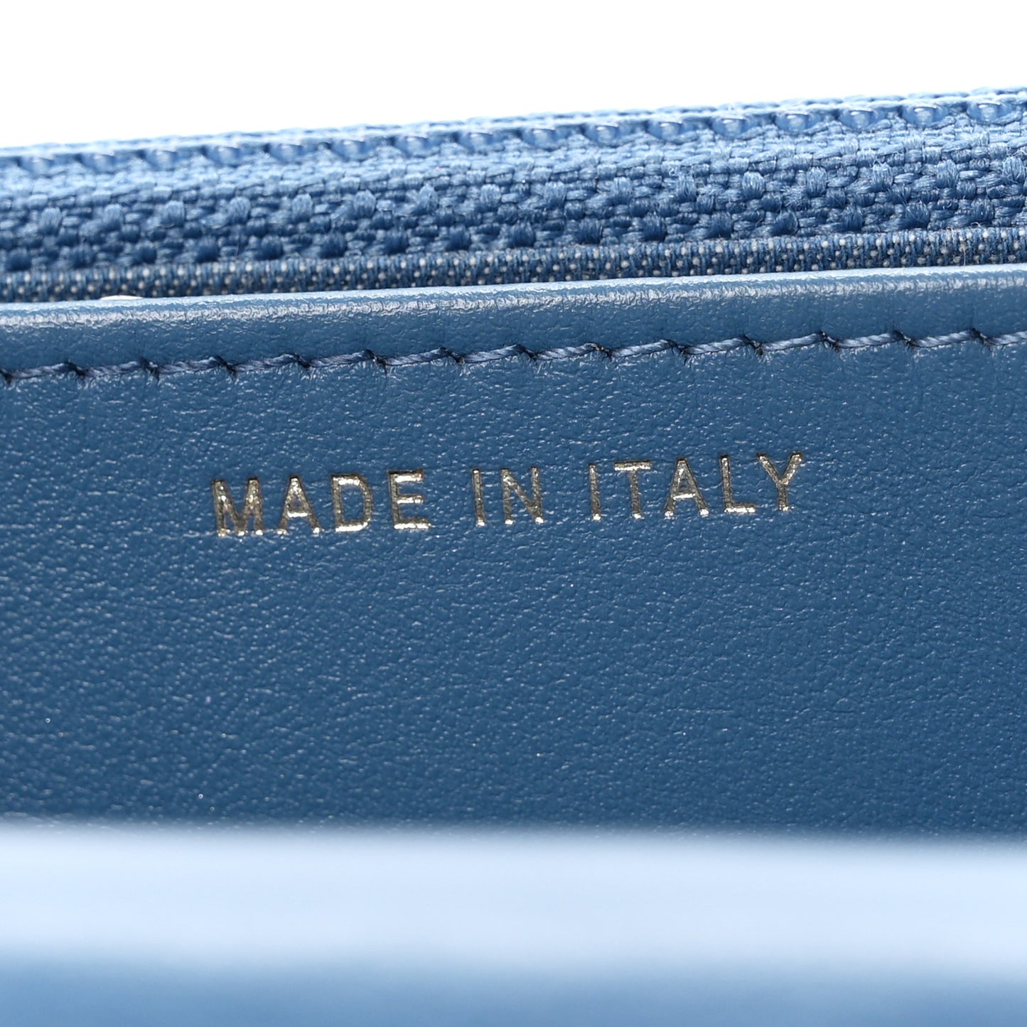 Denim Quilted CC Pearl Crush Wallet on Chain WOC Blue