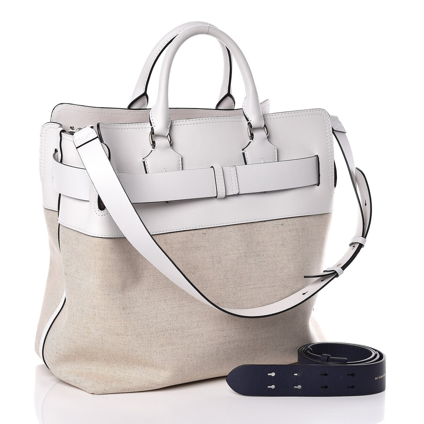 Canvas Calfskin Medium Belt Bag White