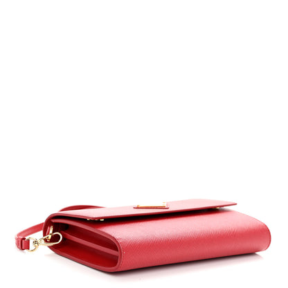 Prada Saffiano Wallet With Shoulder Strap Fuoco 4 of 9