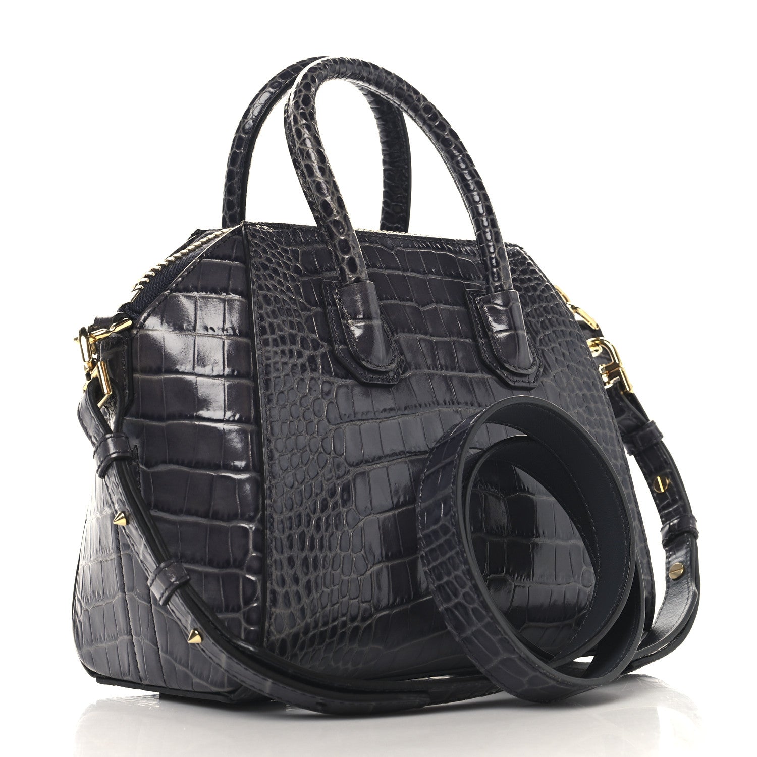 Givenchy Calfskin Crocodile Embossed Mini Antigona Storm Grey 3 of 10