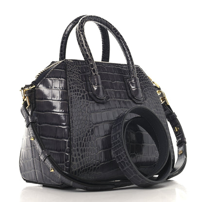 Givenchy Calfskin Crocodile Embossed Mini Antigona Storm Grey 3 of 10