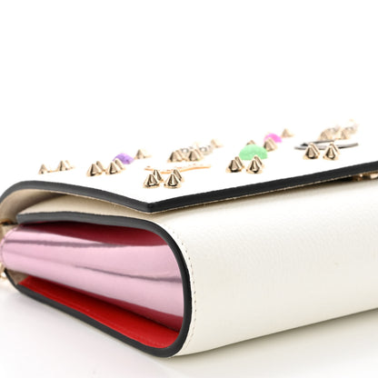 Christian Louboutin Calfskin Spikes Loubinthesky Paloma Clutch White 9 of 10