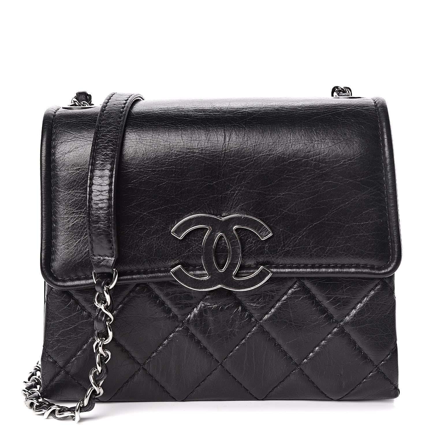 Chanel Washed Calfskin Hamptons Flap Bag Black 1 of 11