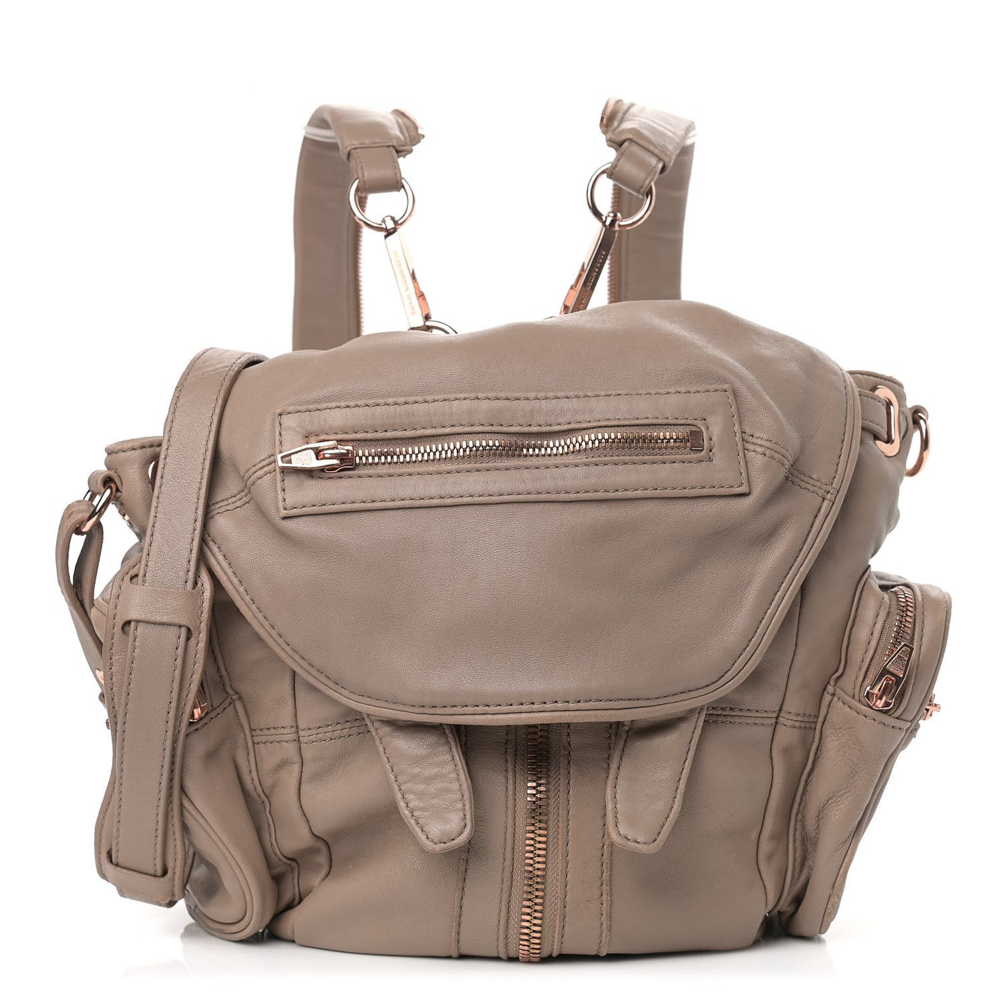 Lambskin Mini Marti Backpack Latte Rose Gold Hardware