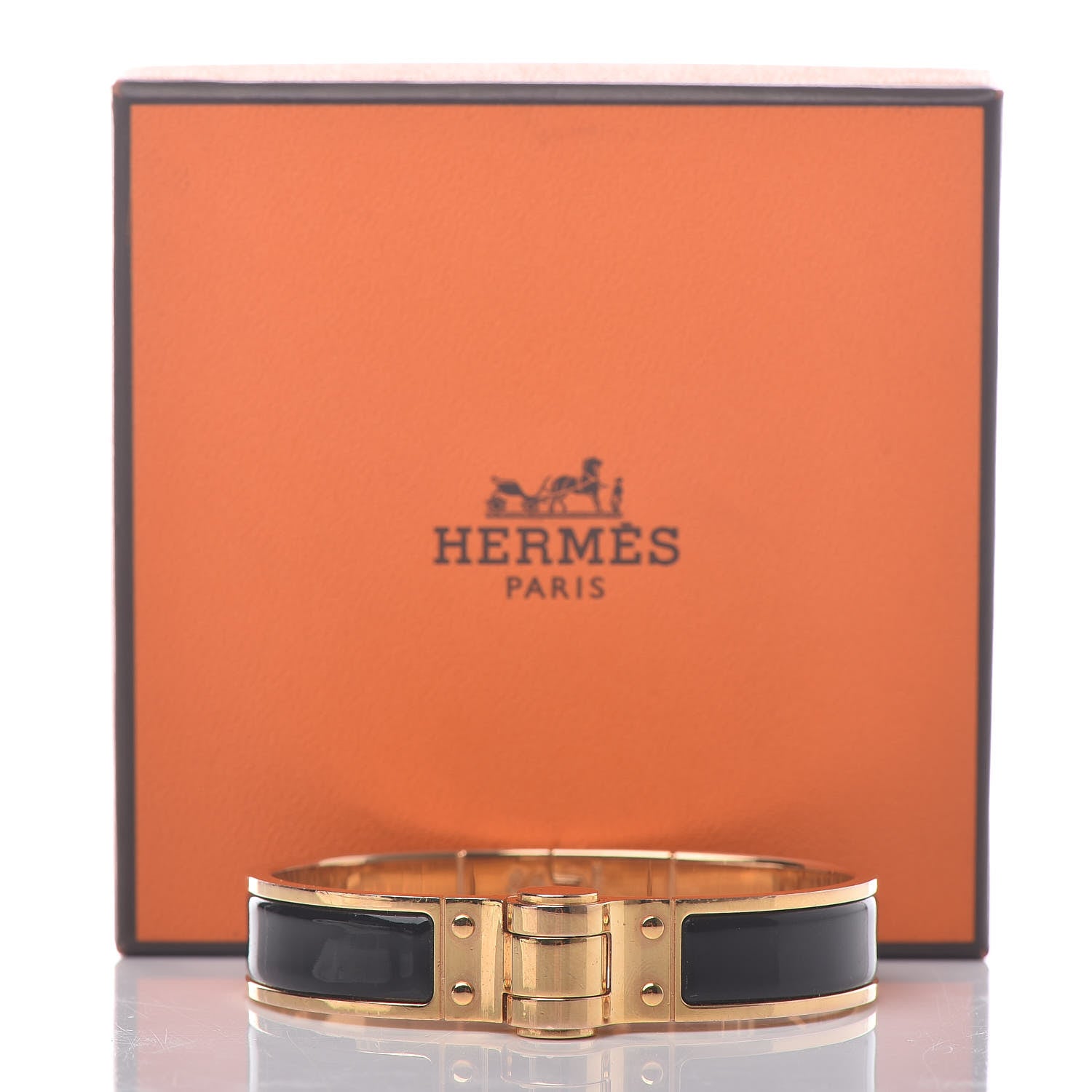 Hermes Enamel Charniere Uni Narrow Hinged Bracelet S Black 7 of 7