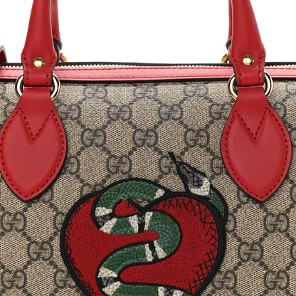 Gucci GG Supreme Monogram Kingsnake Heart Embroidered Small Boston Red 8 of 10
