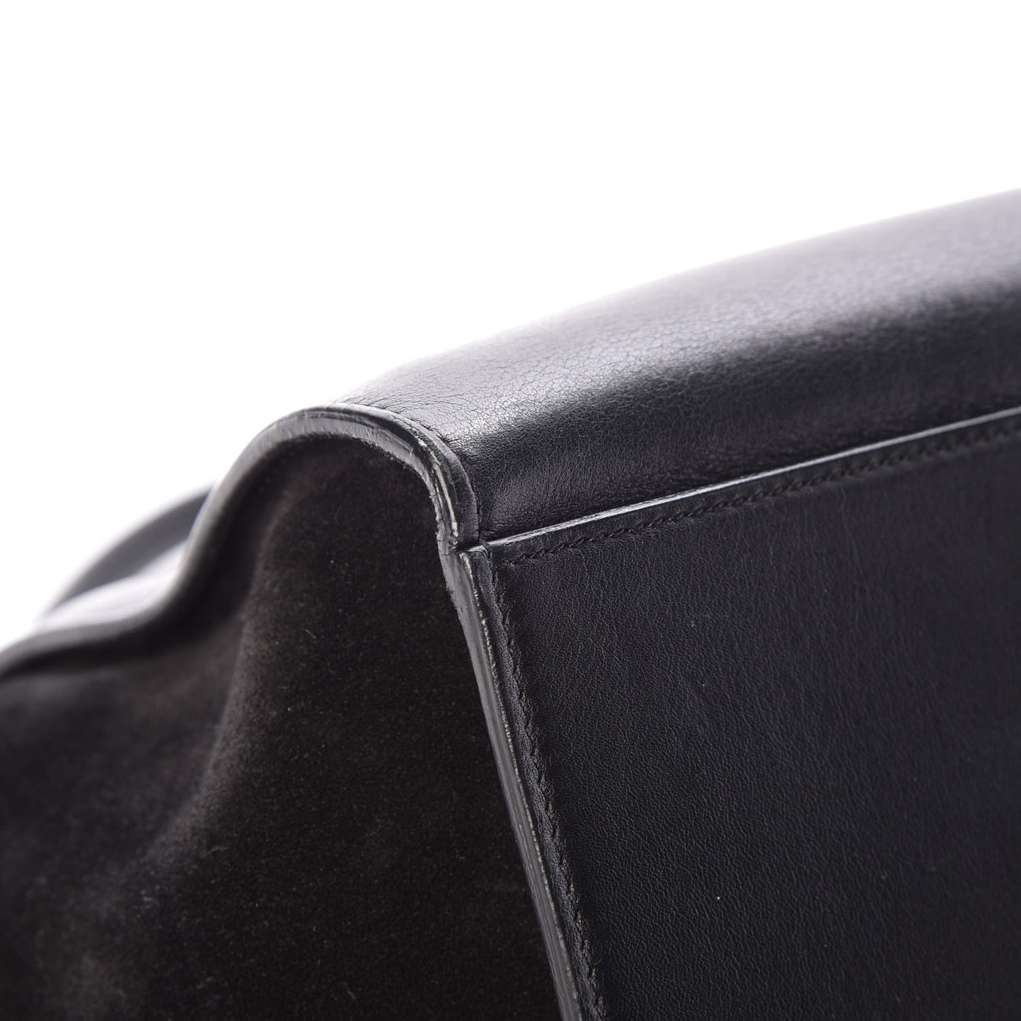 Smooth Calfskin Suede Medium Bi-Color Trapeze Black