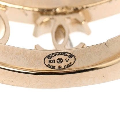 Chanel Metal Crystal Bow-tiful CC Logo Ring 52/6 Gold 4 of 5