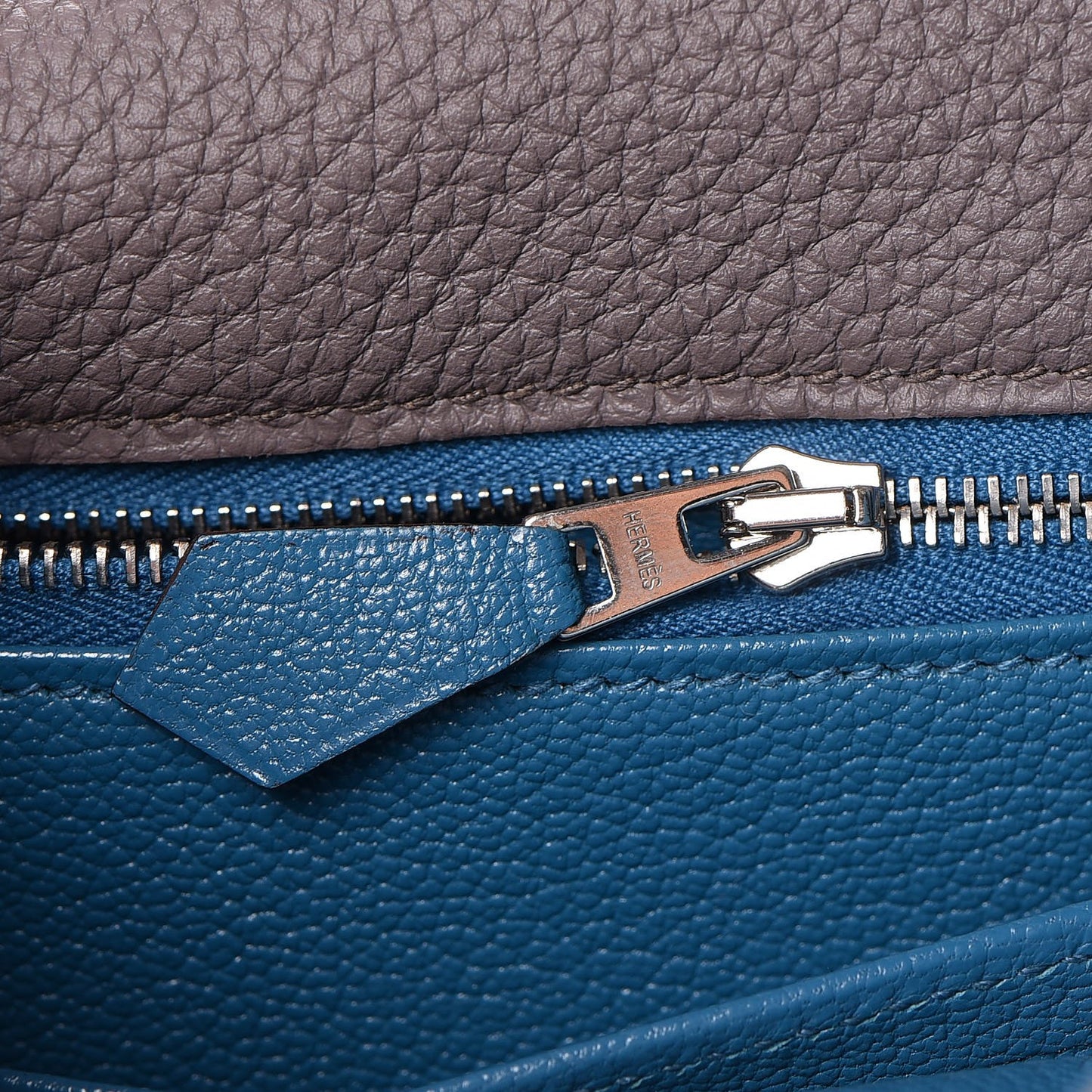 Togo Horseshoe Kelly Retourne 35 Etain Bleu Tempete