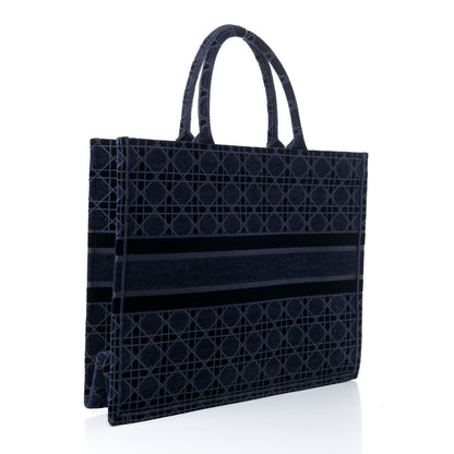 Christian Dior Velvet Cannage Large Book Tote Navy Blue 2 of 4