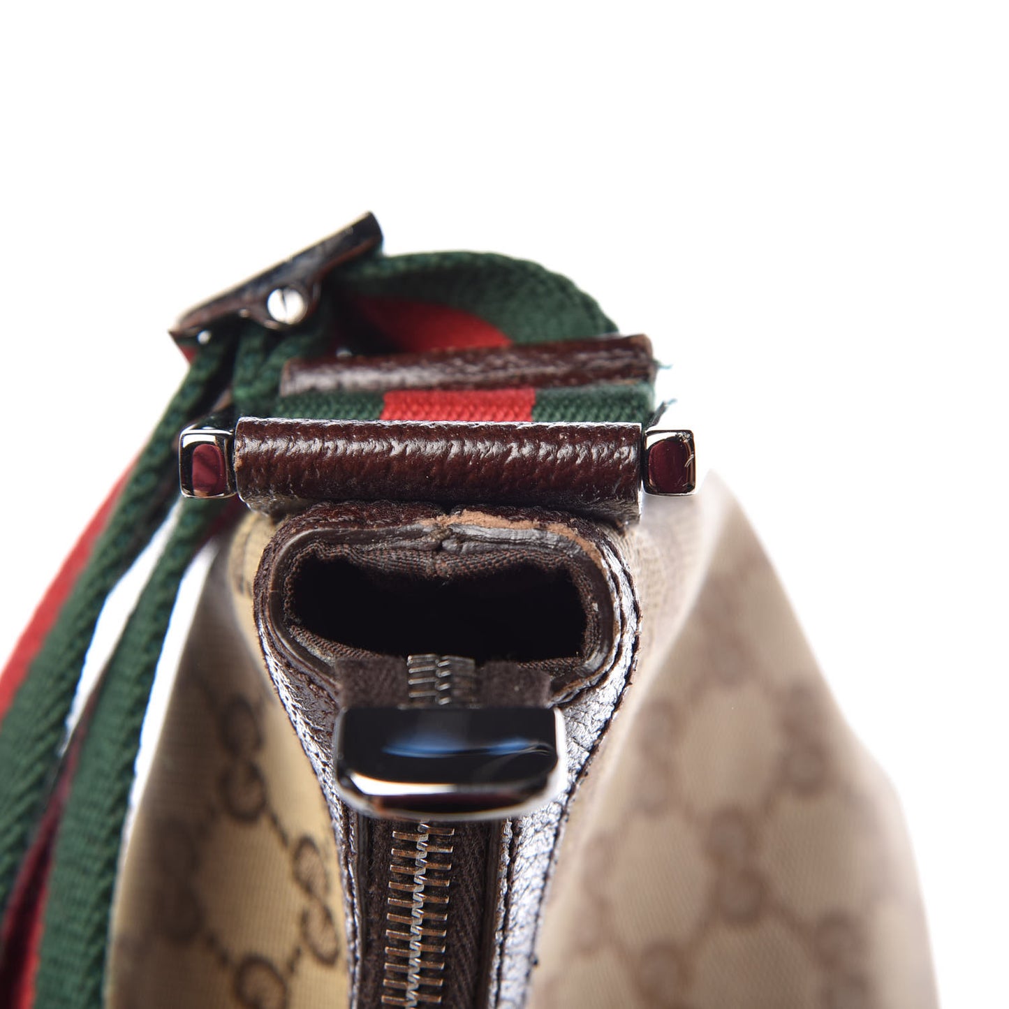 Monogram Web Medium Half Moon Hobo Dark Brown