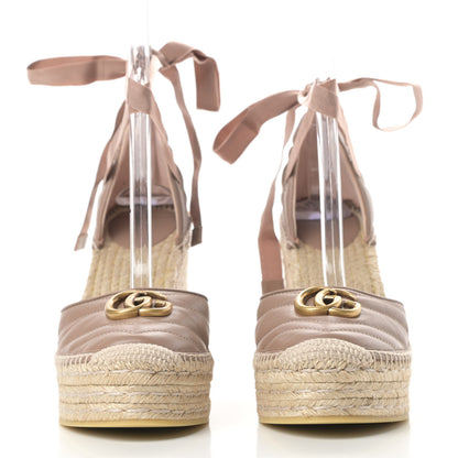 Gucci Nappa Matelasse GG Marmont Ankle Wrap Platform 35/120mm Espadrille Wedges 41 Porcelain Rose 2 of 10