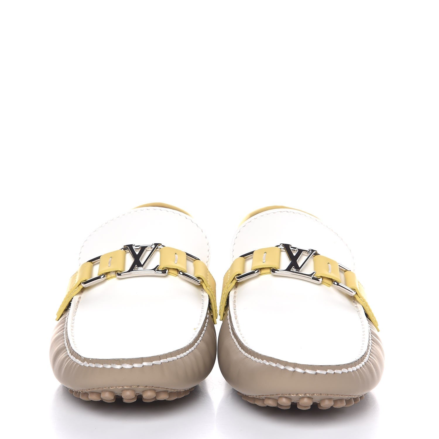 Louis Vuitton Rubber Mens Hockenheim Mocassins 6 Beige Yellow 2 of 9