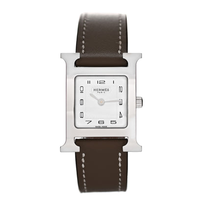 Hermes Stainless Steel Swift 21mm Heure H Hour Quartz Watch Etoupe 1 of 5