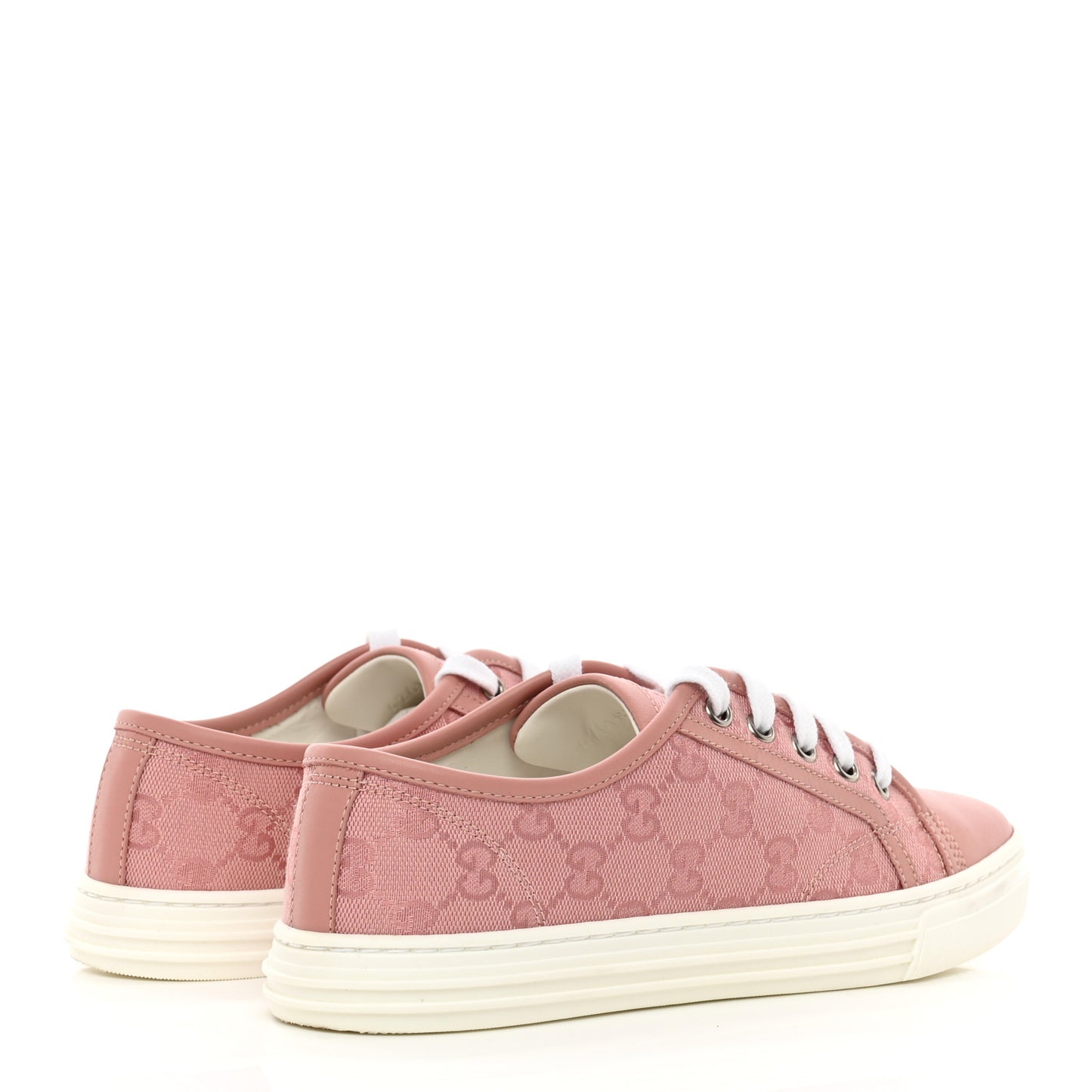 GG Monogram Calfskin Womens Low Top Sneakers 37 Pink Soft Pink