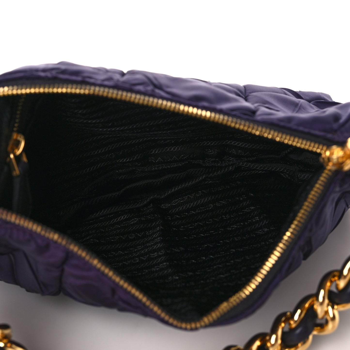 Tessuto Nylon Chevron Quilted Shoulder Bag Plum