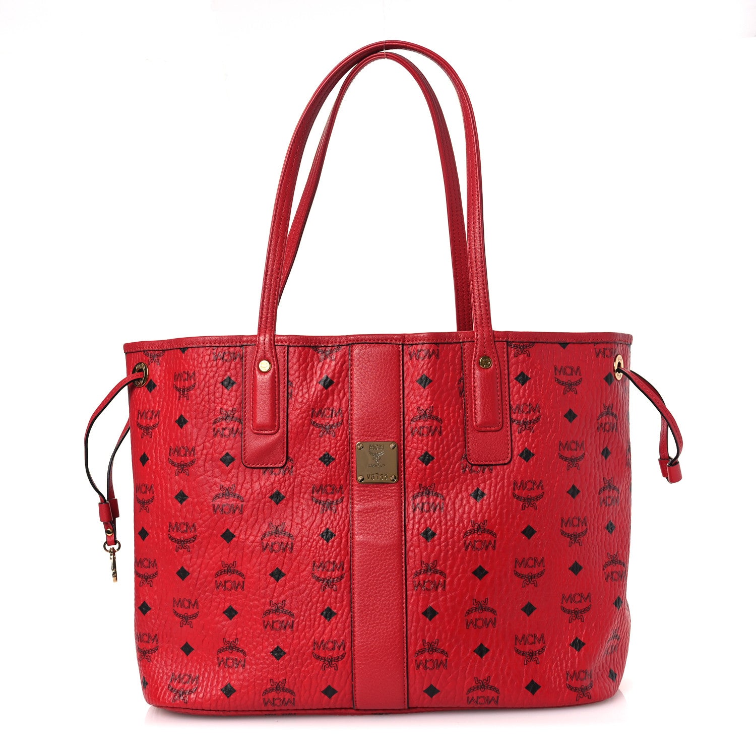 MCM Visetos Medium Liz Reversible Shopper Tote Ruby Red 1 of 17