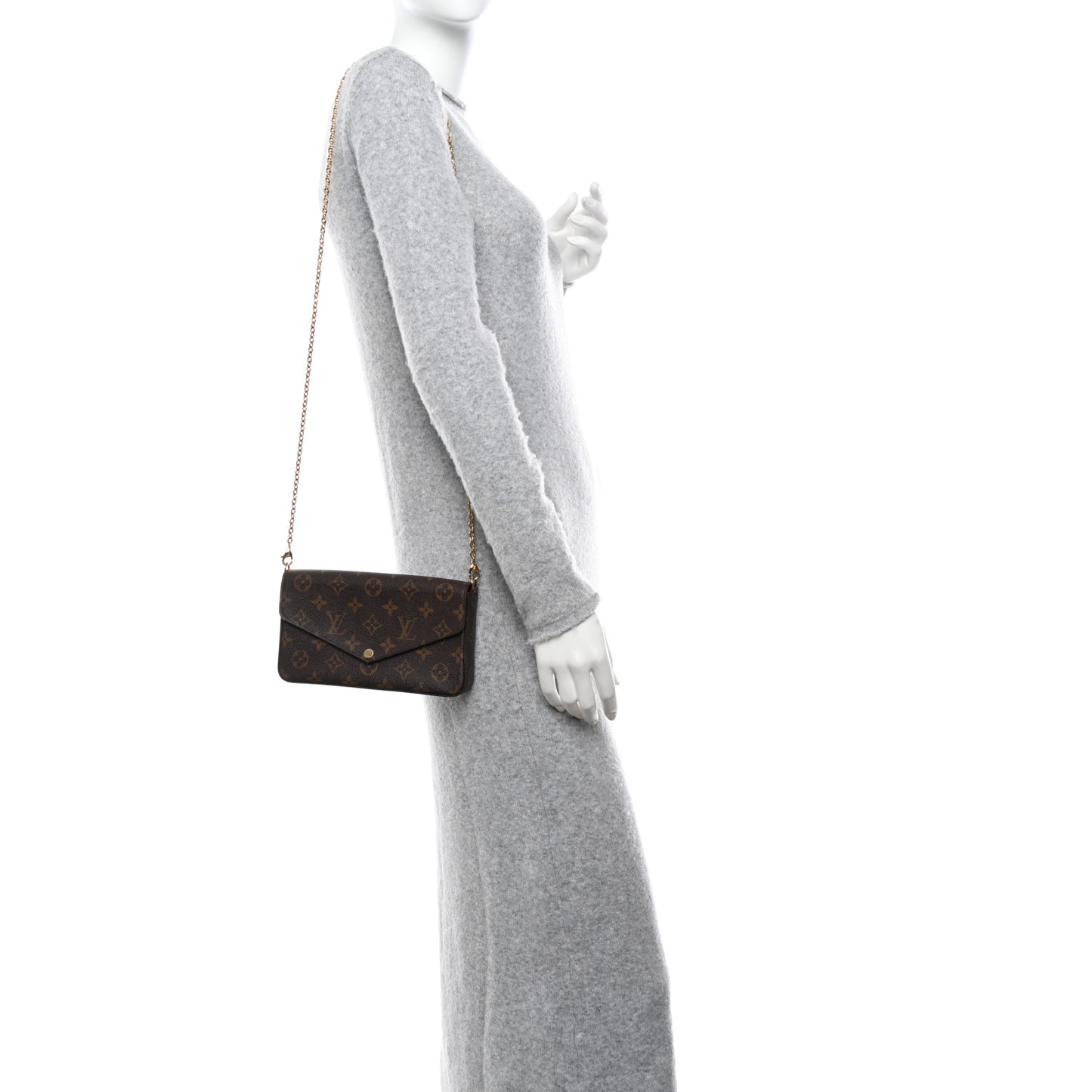 LOUIS VUITTON Monogram Pochette Felicie Chain Wallet Fuchsia