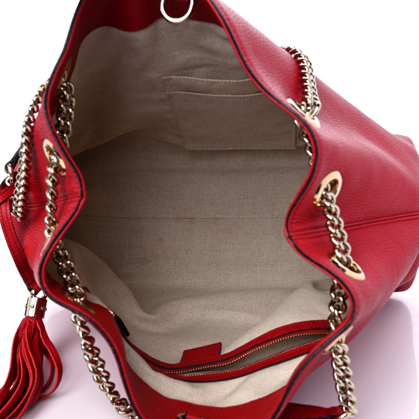 Pebbled Calfskin Medium Soho Chain Shoulder Bag Tabasco Red