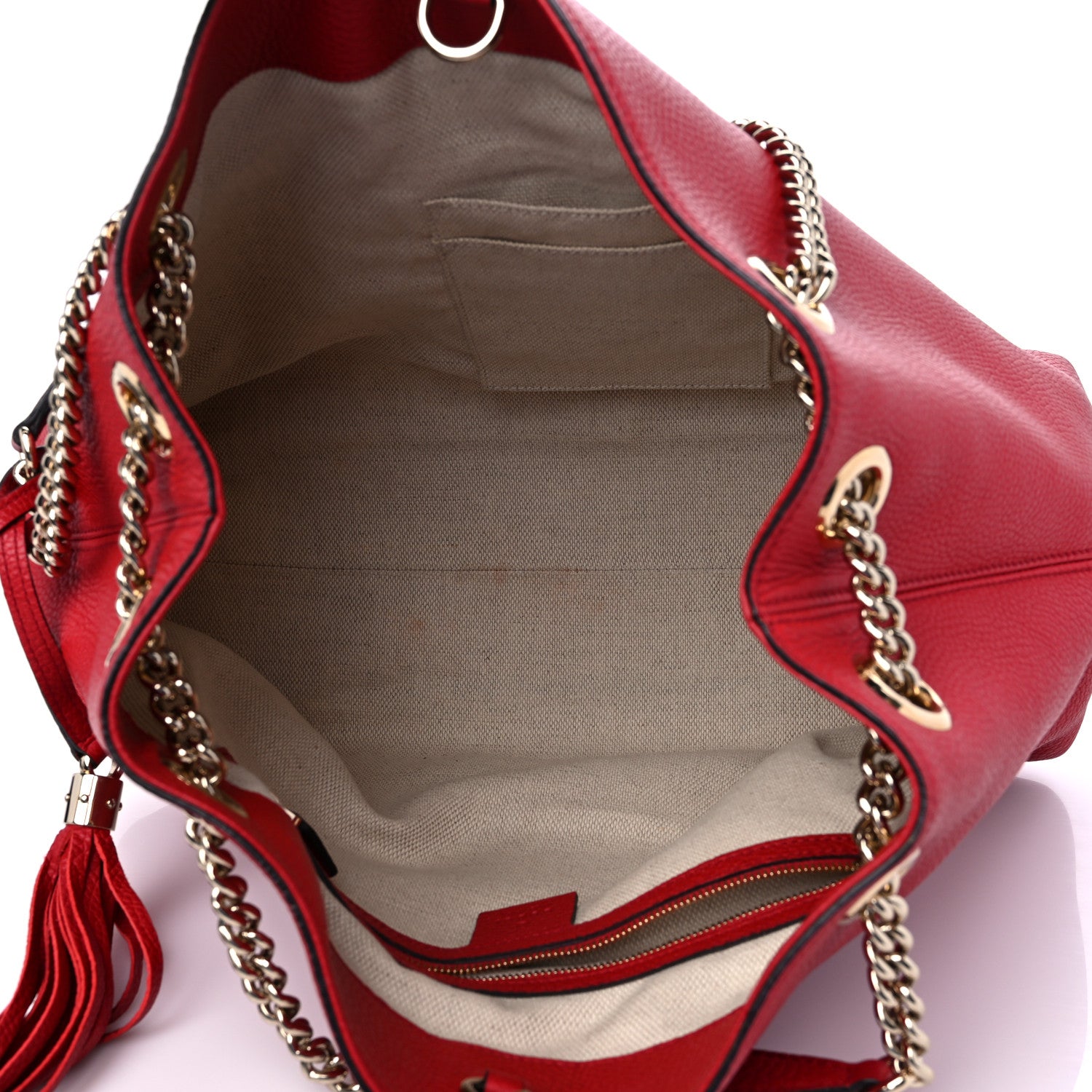 Gucci Pebbled Calfskin Medium Soho Chain Shoulder Bag Tabasco Red 5 of 12