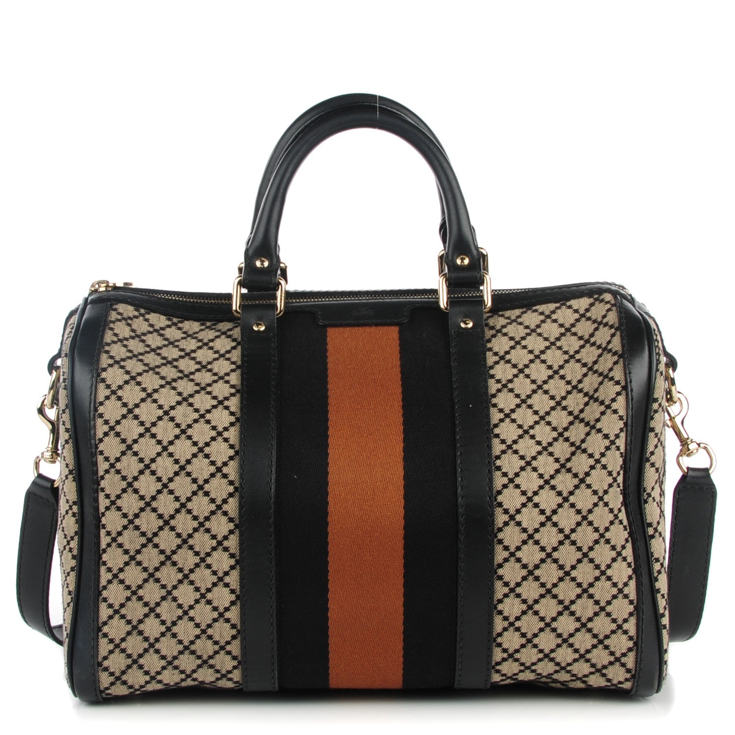 Gucci Diamante Vintage Web Medium Boston Black 1 of 8