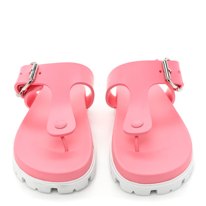 Prada EVA Rubber Buckled Lug Sole 20mm Thong Sandals 41 Begonia 2 of 9