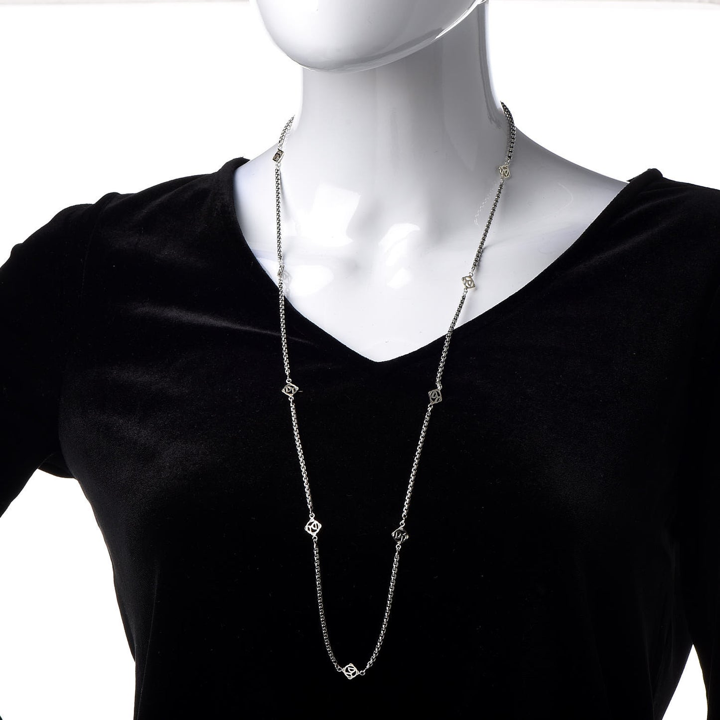 Sterling Silver 14K Yellow Gold Logo Station Necklace 32"