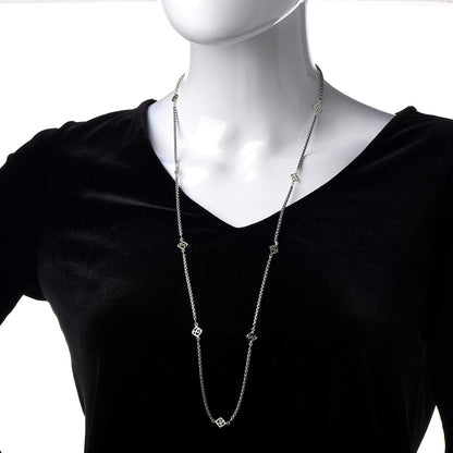 David Yurman Sterling Silver 14K Yellow Gold Logo Station Necklace 32" 2 of 4