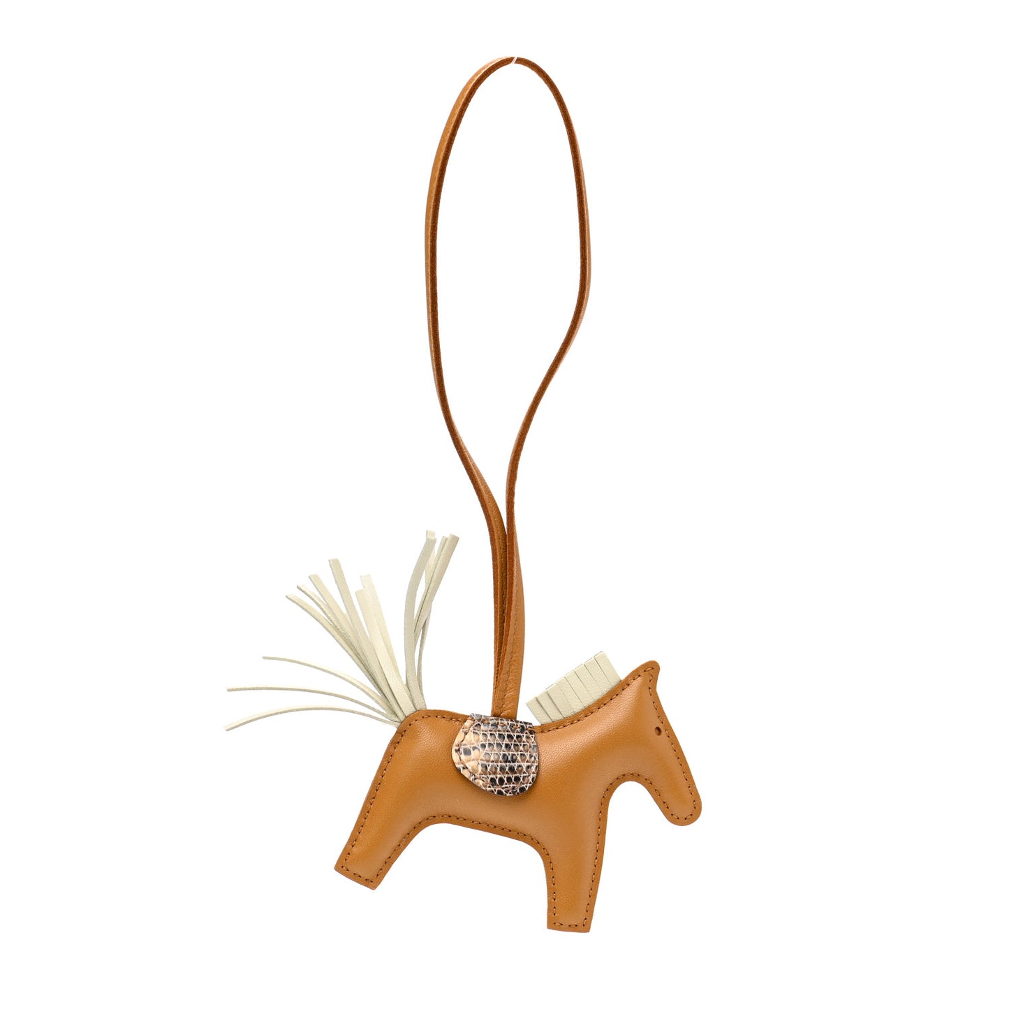 Milo Lambskin Lizard Touch Grigri Rodeo Horse Bag Charm PM Sesame Craie Desert