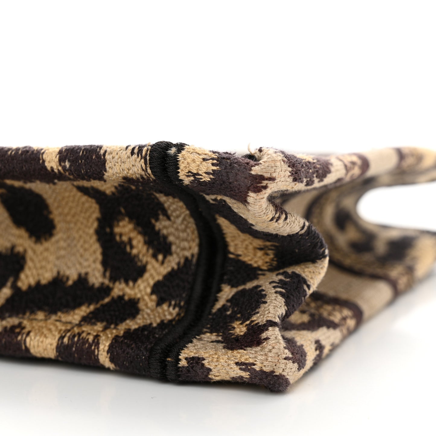 Canvas Mizza Embroidered Mini Leopard Book Tote Beige