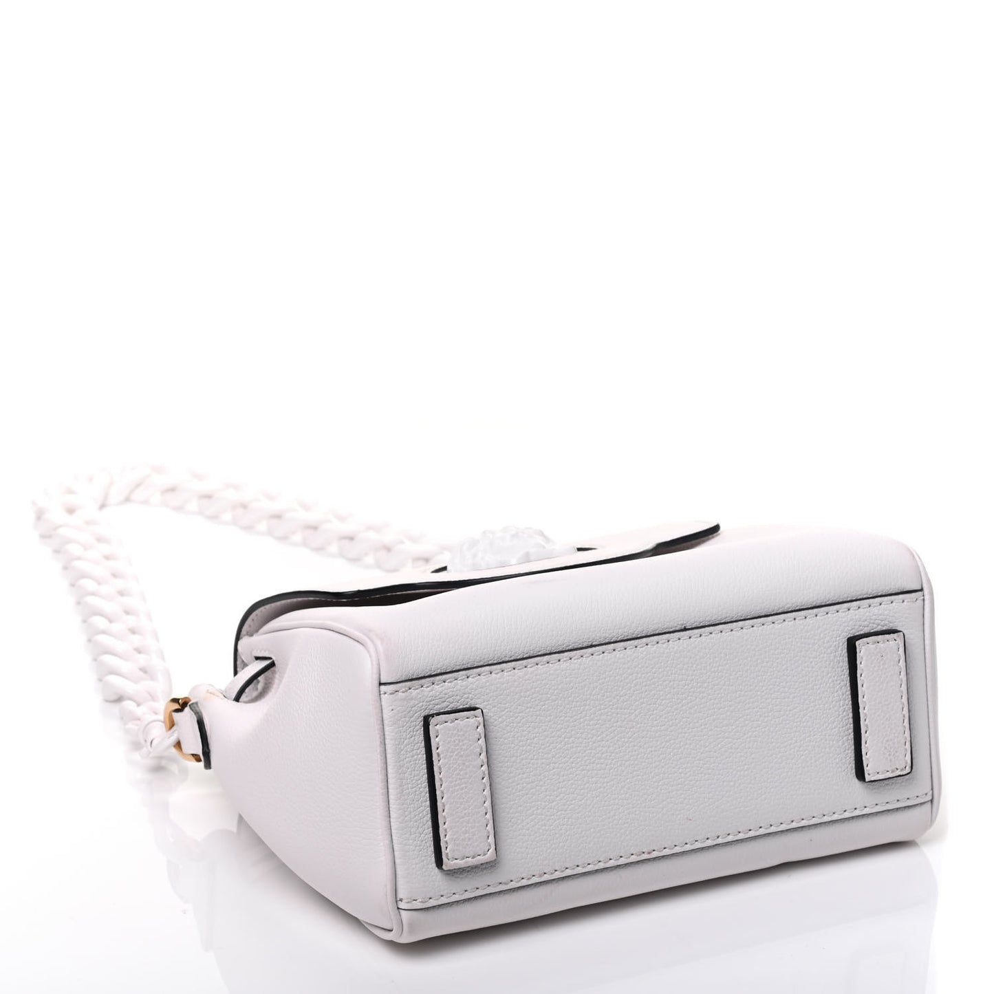Grained Calfskin Small La Medusa Top Handle Bag White