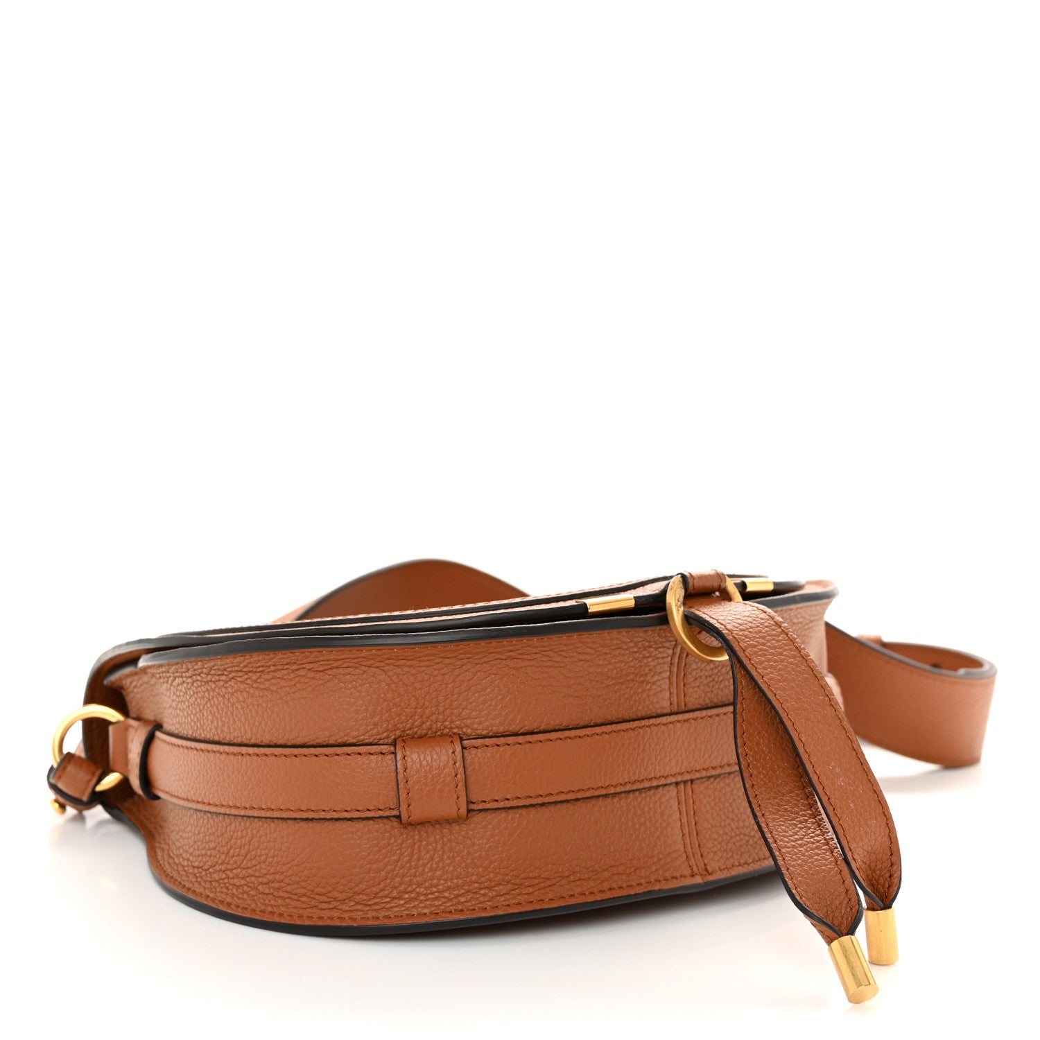 Chloe Grained Calfskin Medium Marcie Slim Round Crossbody Bag Tan 4 of 11