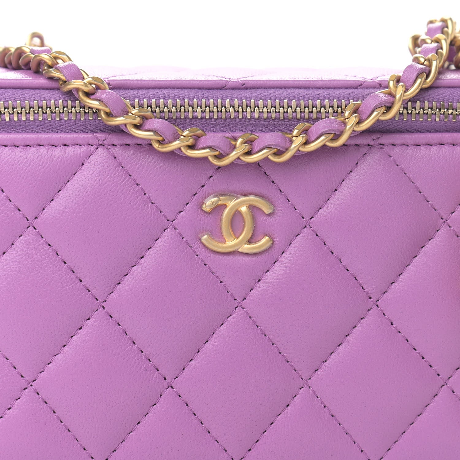 Chanel Lambskin Quilted Pearl Crush Small Vanity Case With Chain Purple 8 of 11