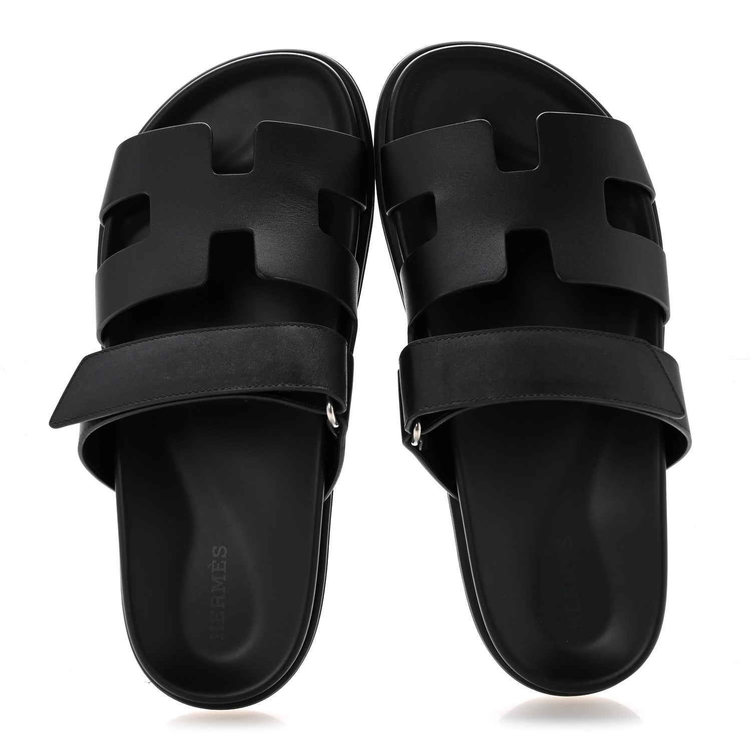 Hermes Calfskin Womens Chypre Sandals 38 Black 2 of 9