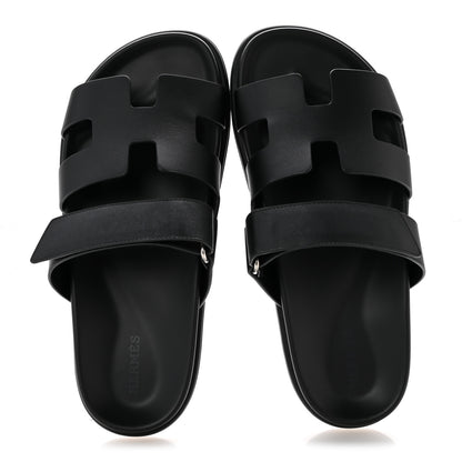 Hermes Calfskin Womens Chypre Sandals 38 Black 2 of 9