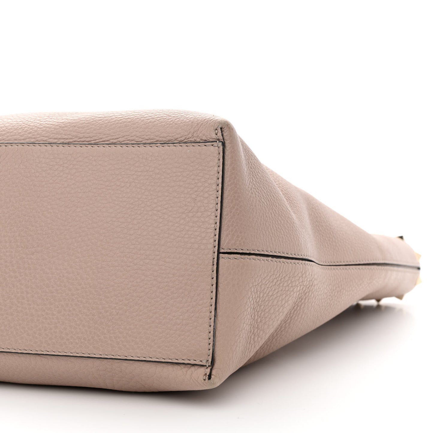 Grained Calfskin Rockstud Shoulder Tote Poudre