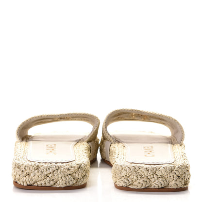 Chanel Raffia CC Espadrille Slip On Sandals 37 Beige 4 of 7