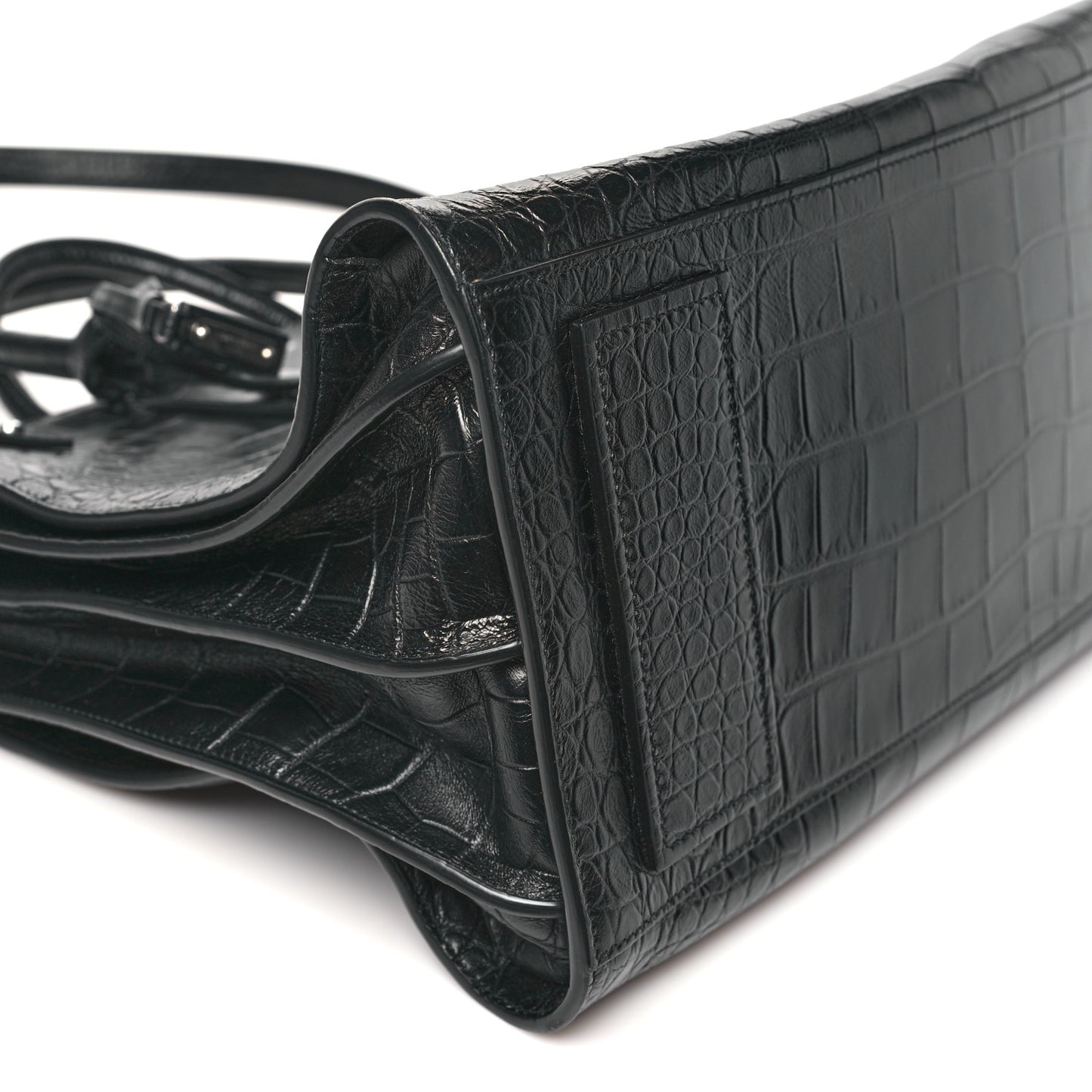 Calfskin Crocodile Embossed Large Souple Sac De Jour Black