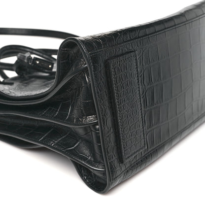 Saint Laurent Calfskin Crocodile Embossed Large Souple Sac De Jour Black 8 of 9