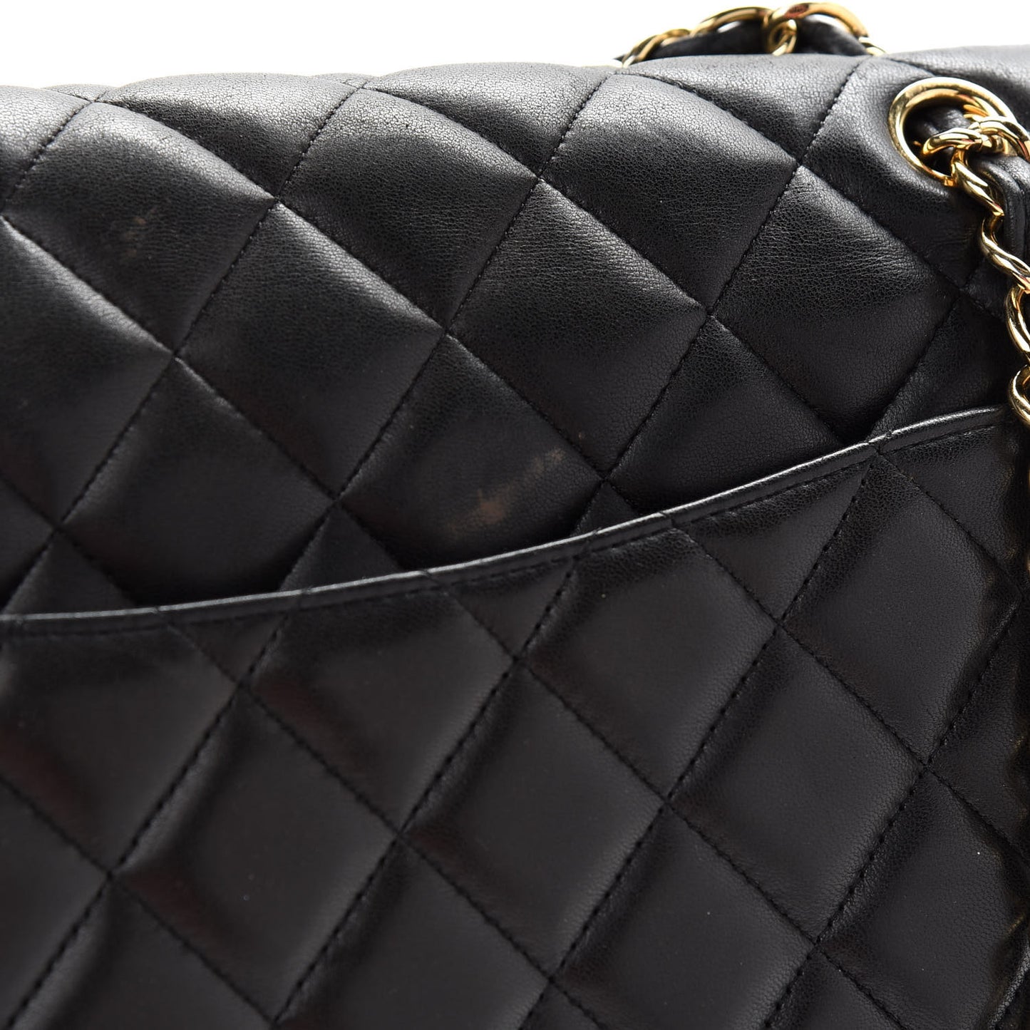 Lambskin Quilted Maxi Double Flap Black
