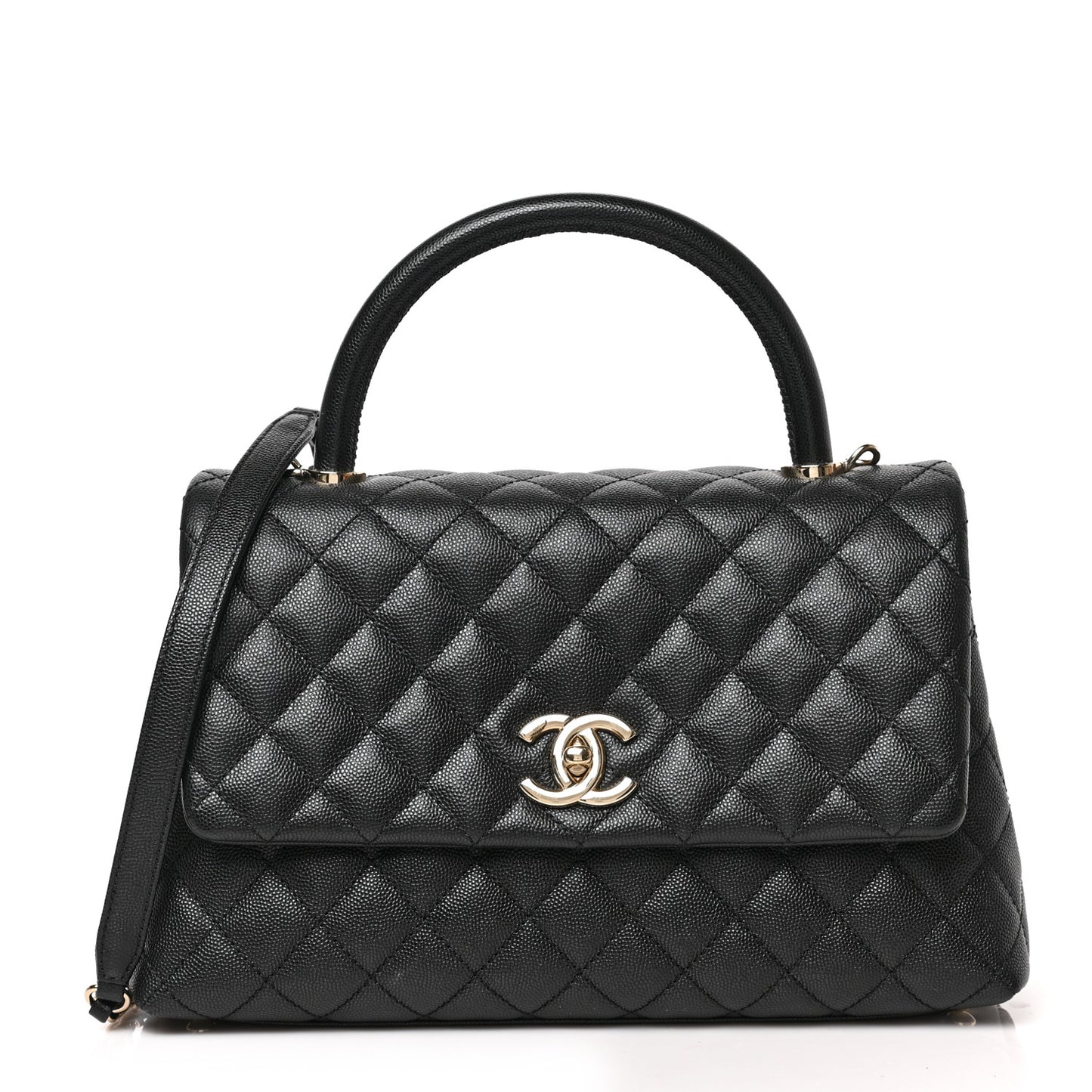 Caviar Quilted Small Coco Handle Flap Black